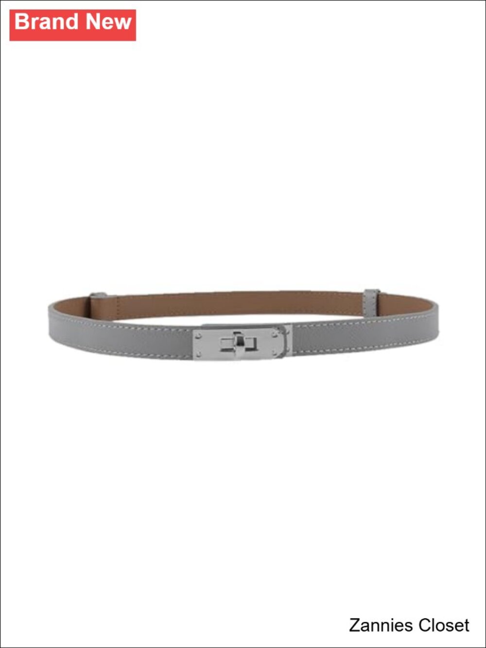 ✨ Women's Skinny Leather Belt Adjustable Golden Turn-Lock Buckle for Dresses